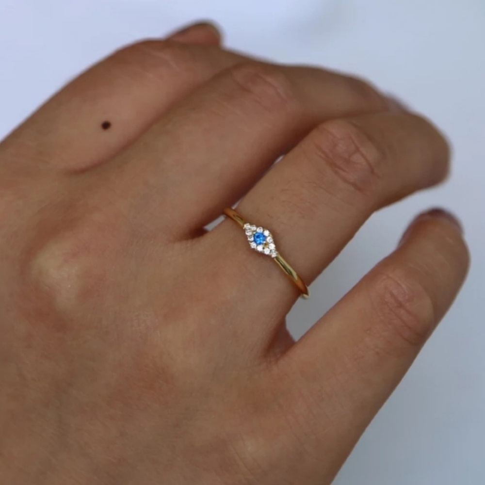 18k Evil Eye Protector Ring Yellow Gold Only Luxe